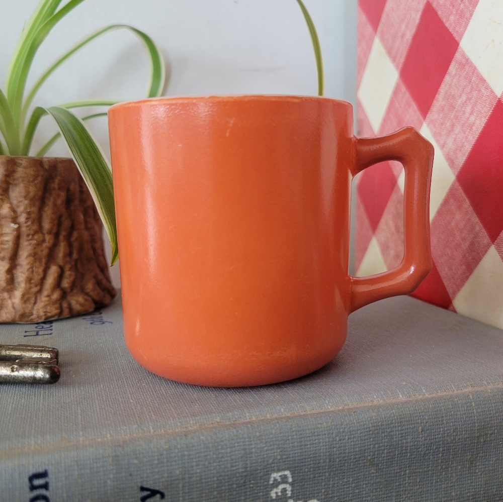 Hazel Atlas Burnt Orange D-handle Coffee Mug